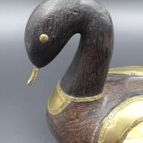 Wooden and brass swan
