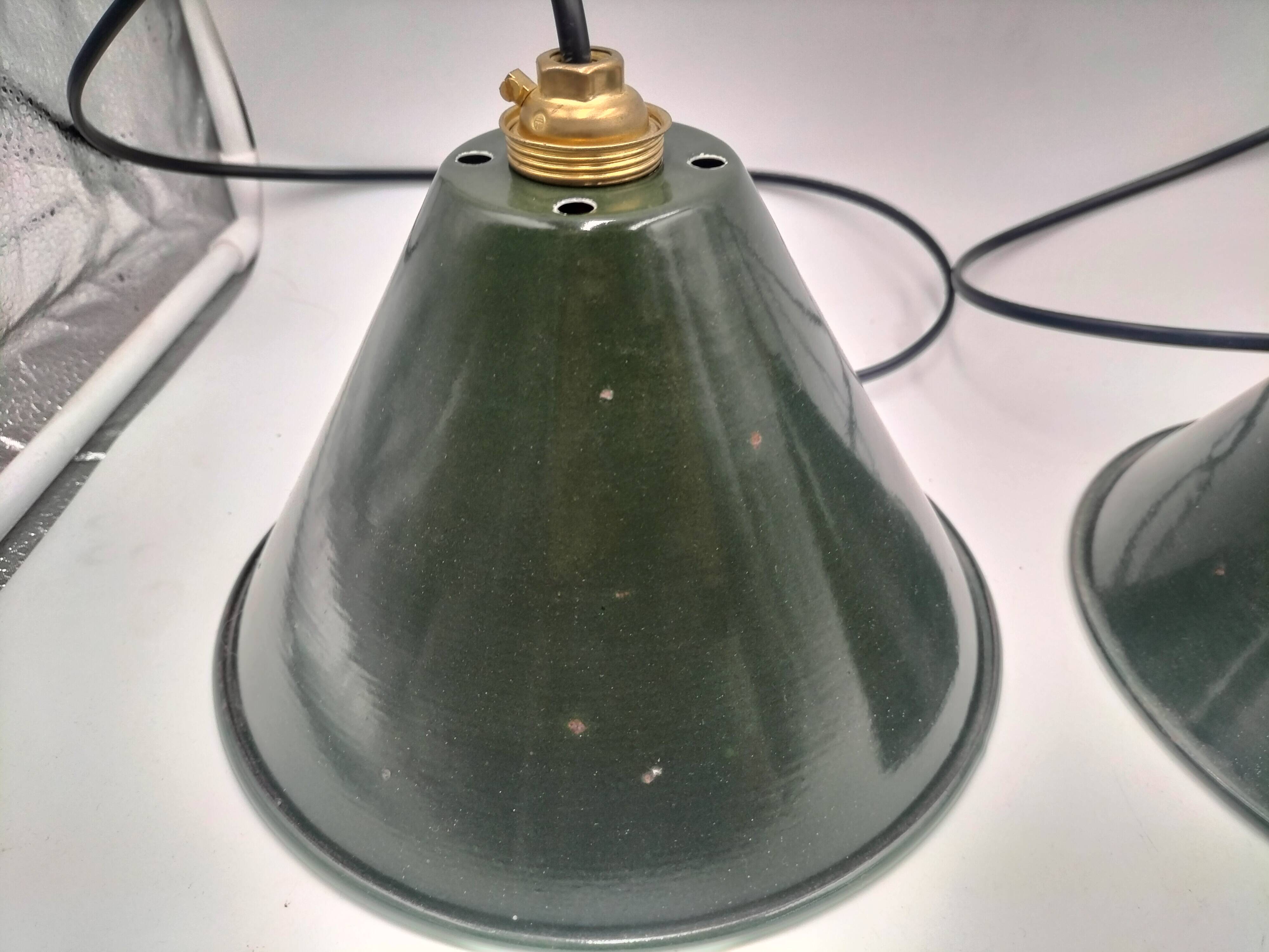 Enameled sheet metal pendant lights