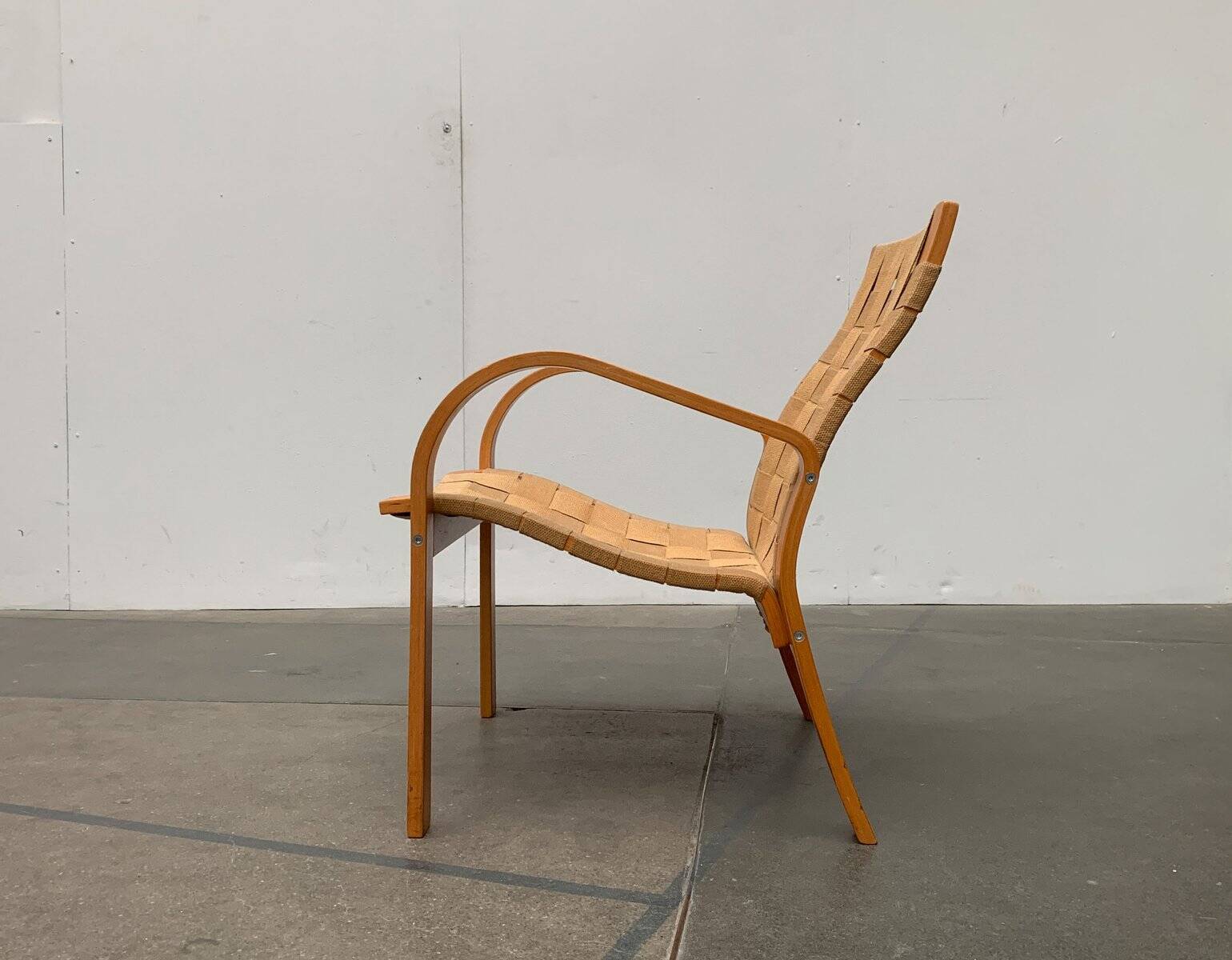 Vintage Scandinavian wooden armchair set