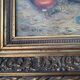 Framed painting of chickens in a chicken coop signed romania