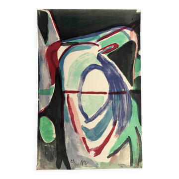 Lithographie originale signée au pinceau, Bram Van Velde, En Deux, 1977