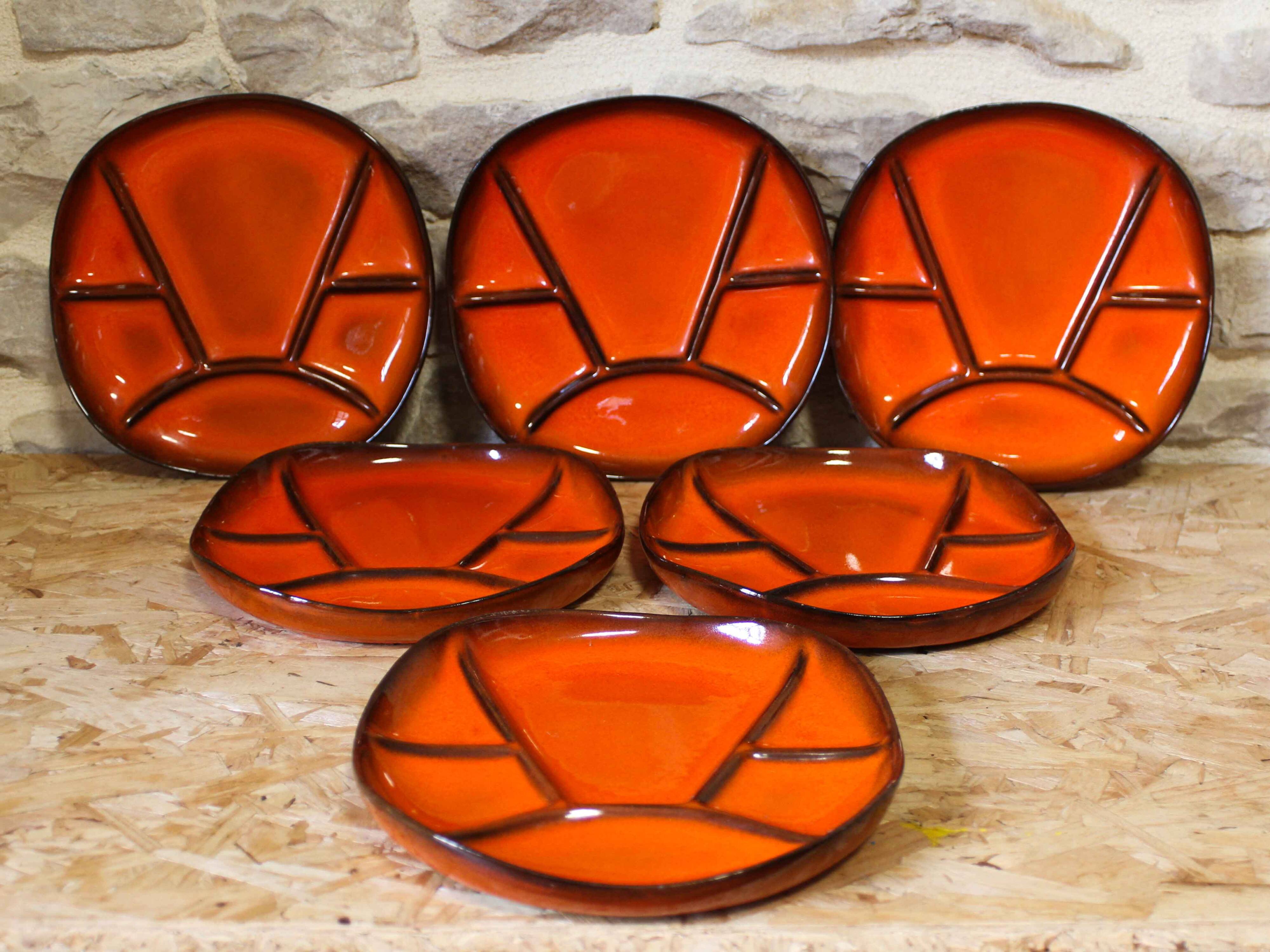 Set of 6 ceramic plates by Gérard Hofmann