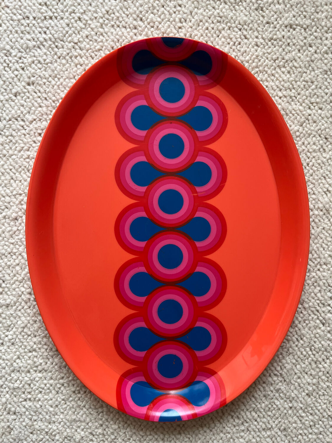 Guzzini orange plate, Ornella Noorda, 1970 design