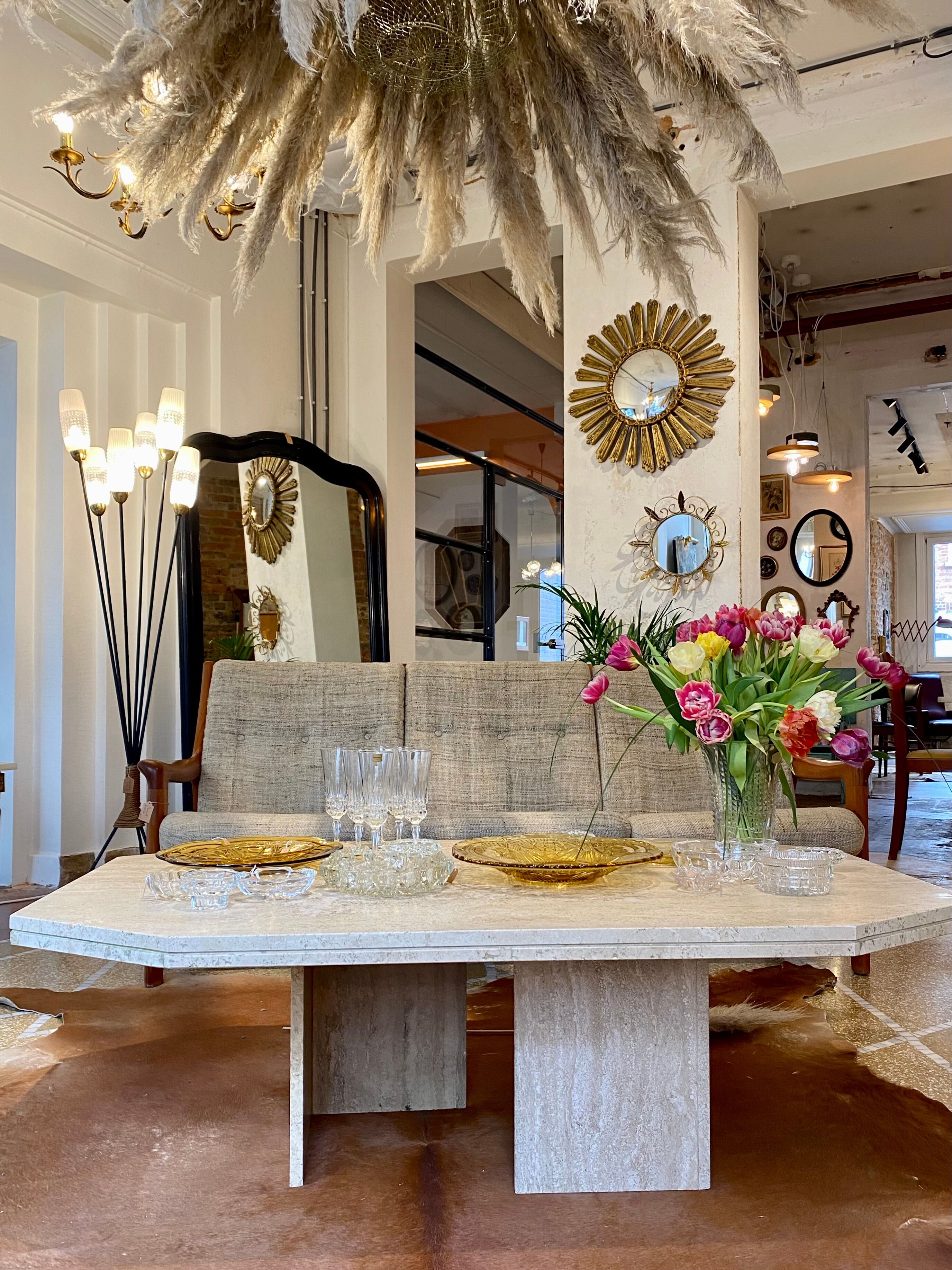 Travertine coffee table 70s