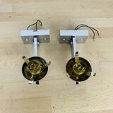 Pair of chrome metal wall lights and opaline tulips from the 70s