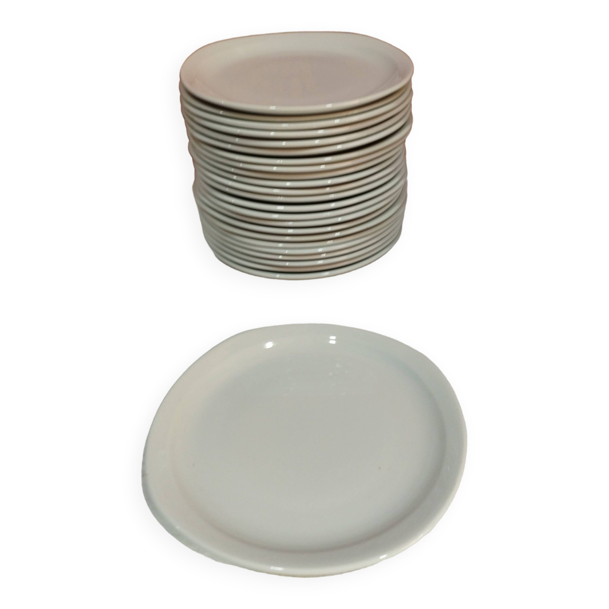 12 Oslo white porcelain dessert plates from Sarreguemines