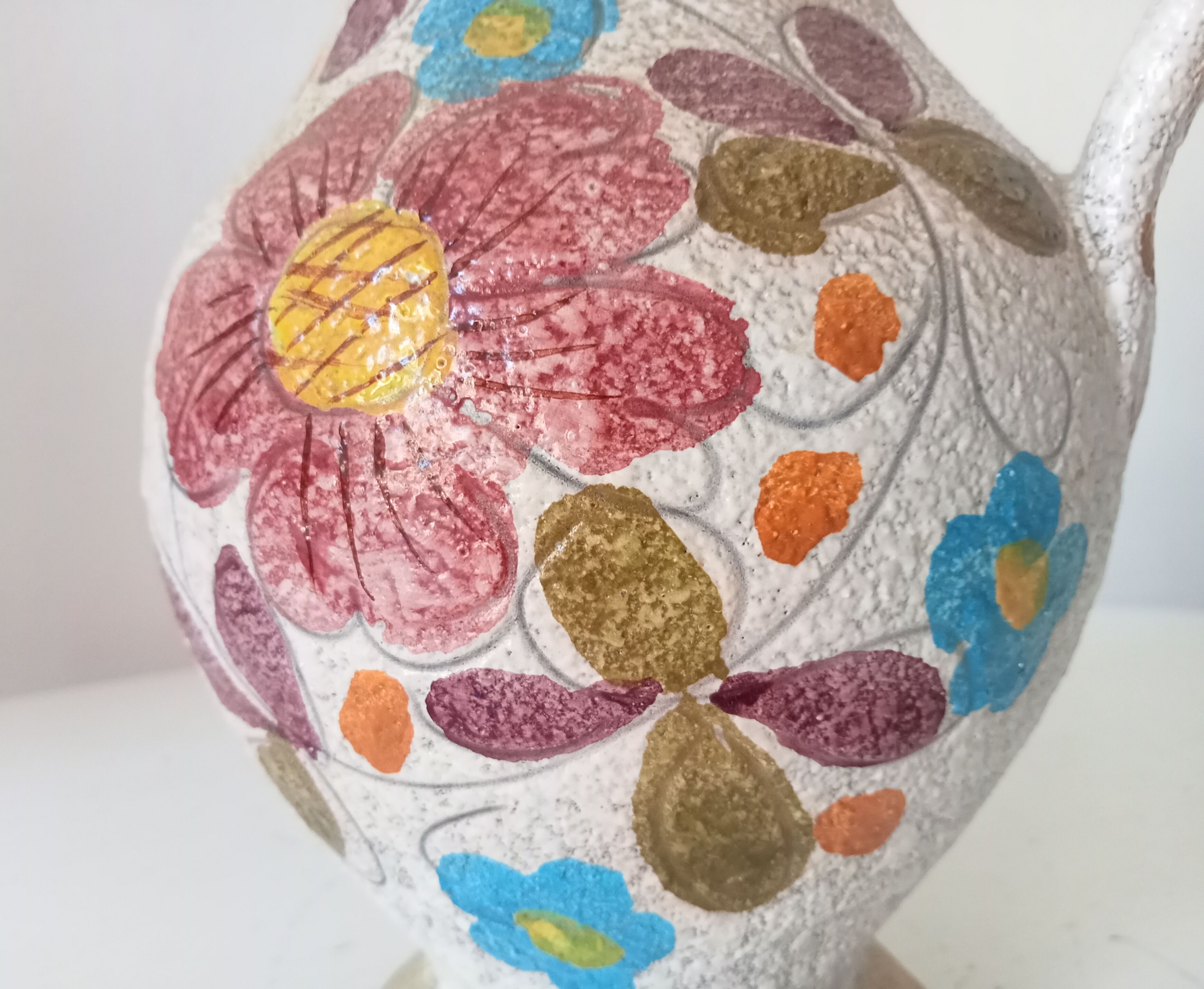 Vintage hand-painted handled vase