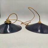 Blue enameled sheet metal pendant lights