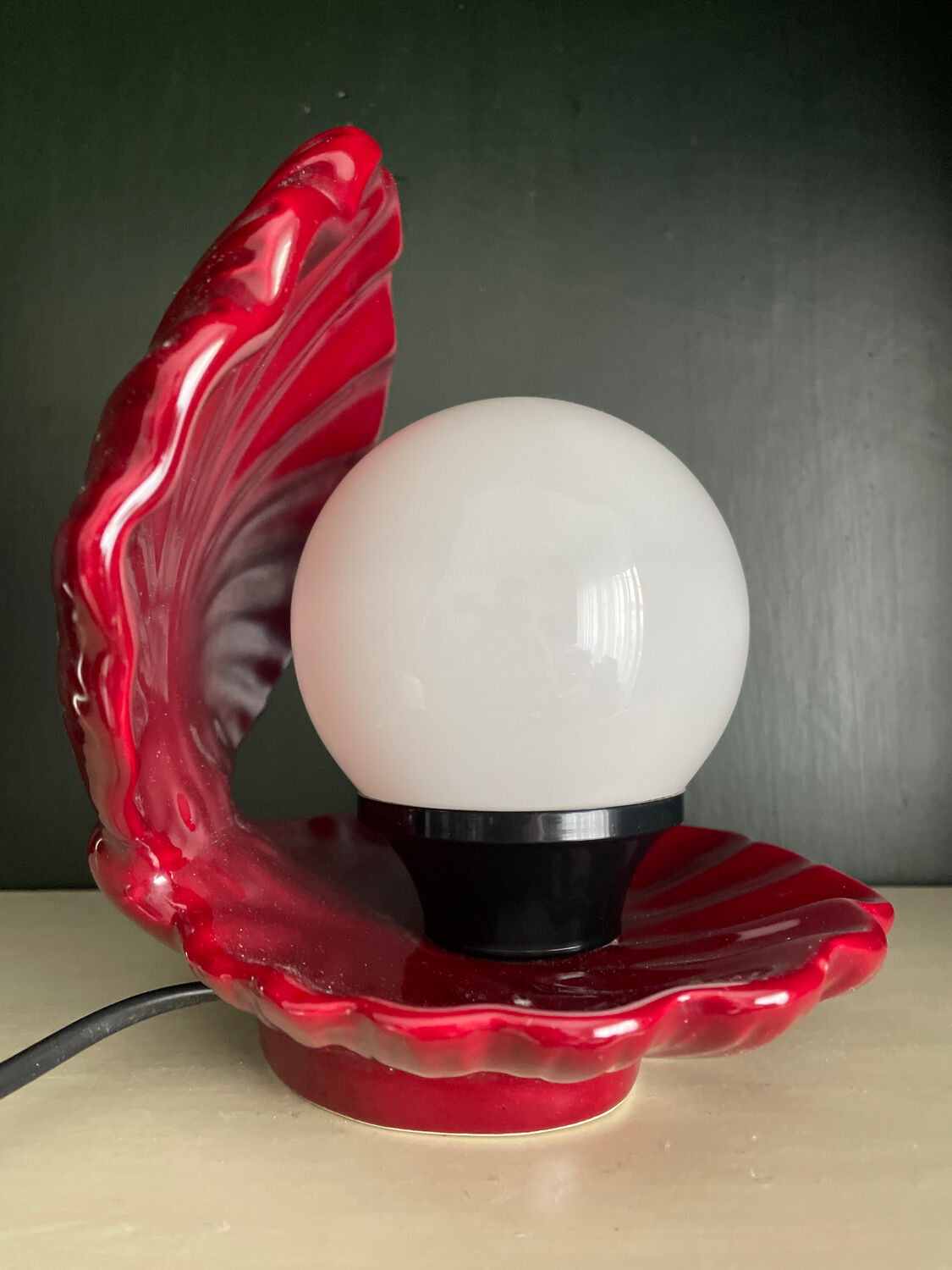 Lampe veilleuse coquillage perle vintage