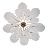 24 petal flower wall light in rattan and white linen