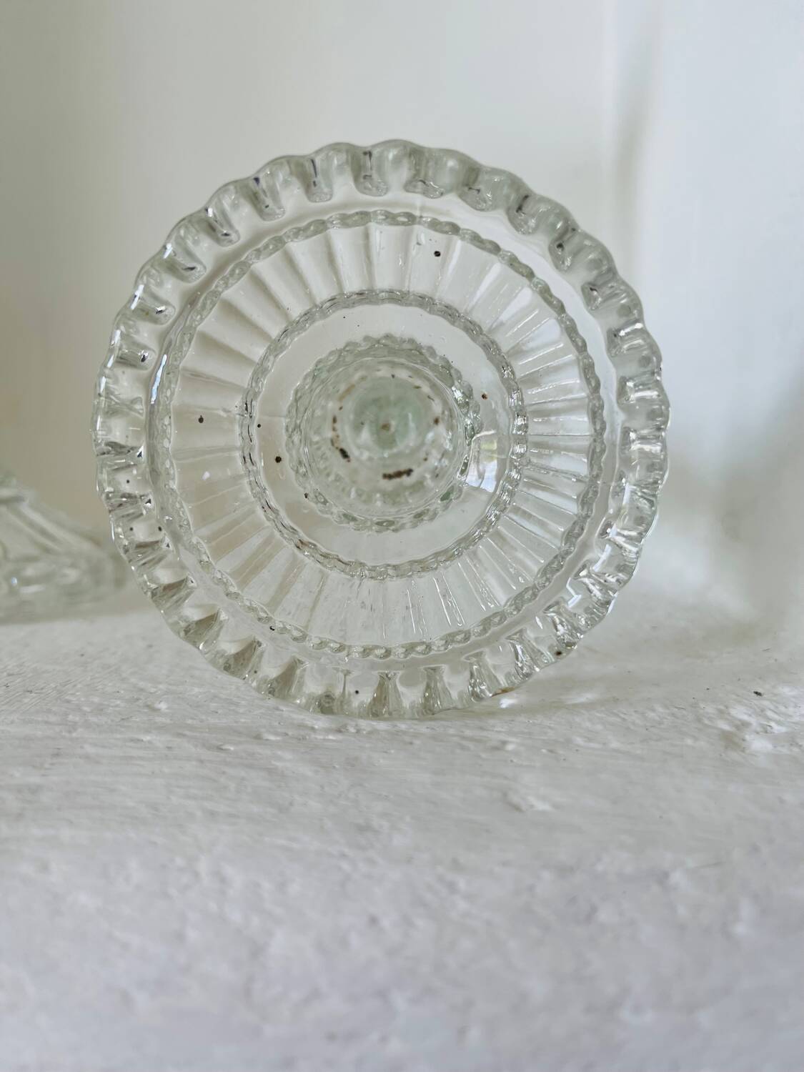 Pair of molded glass candle holders