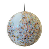 Contemporary Murano-Style Milky-White Glass Sphere with Multicoloured Murrine
