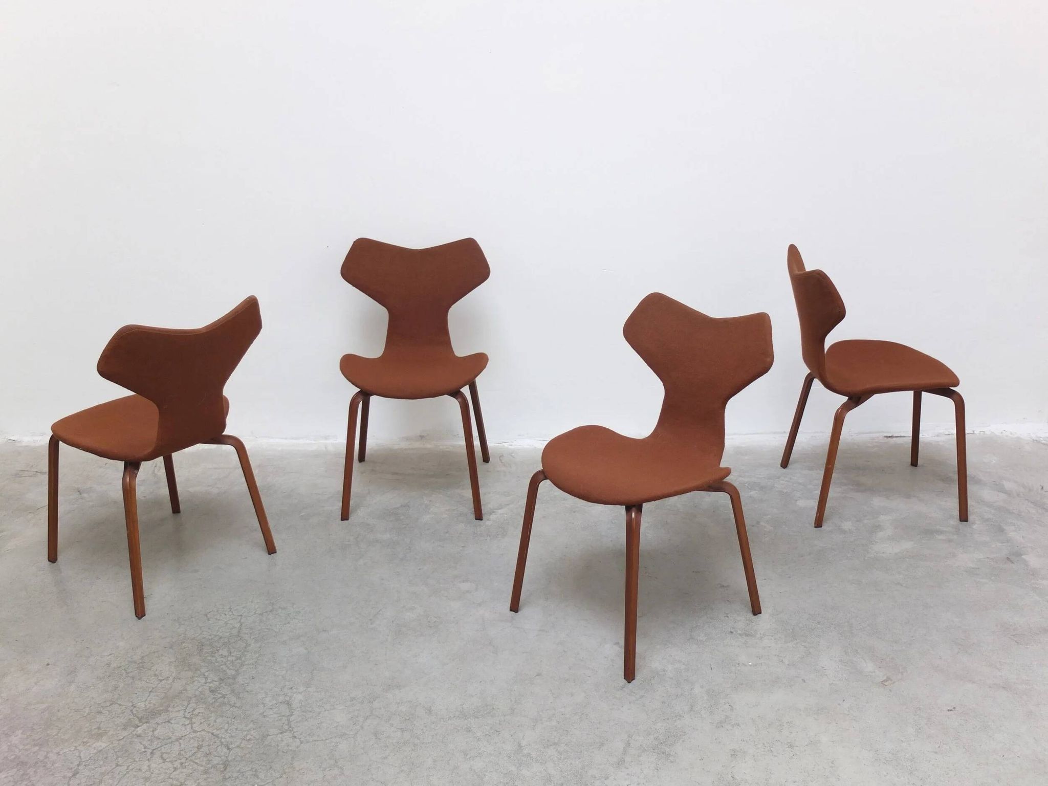 Rare set of 4 first edition 'Grand Prix' chairs by Arne Jacobsen for Fritz Hansen, 1959