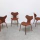 Rare set of 4 first edition 'Grand Prix' chairs by Arne Jacobsen for Fritz Hansen, 1959