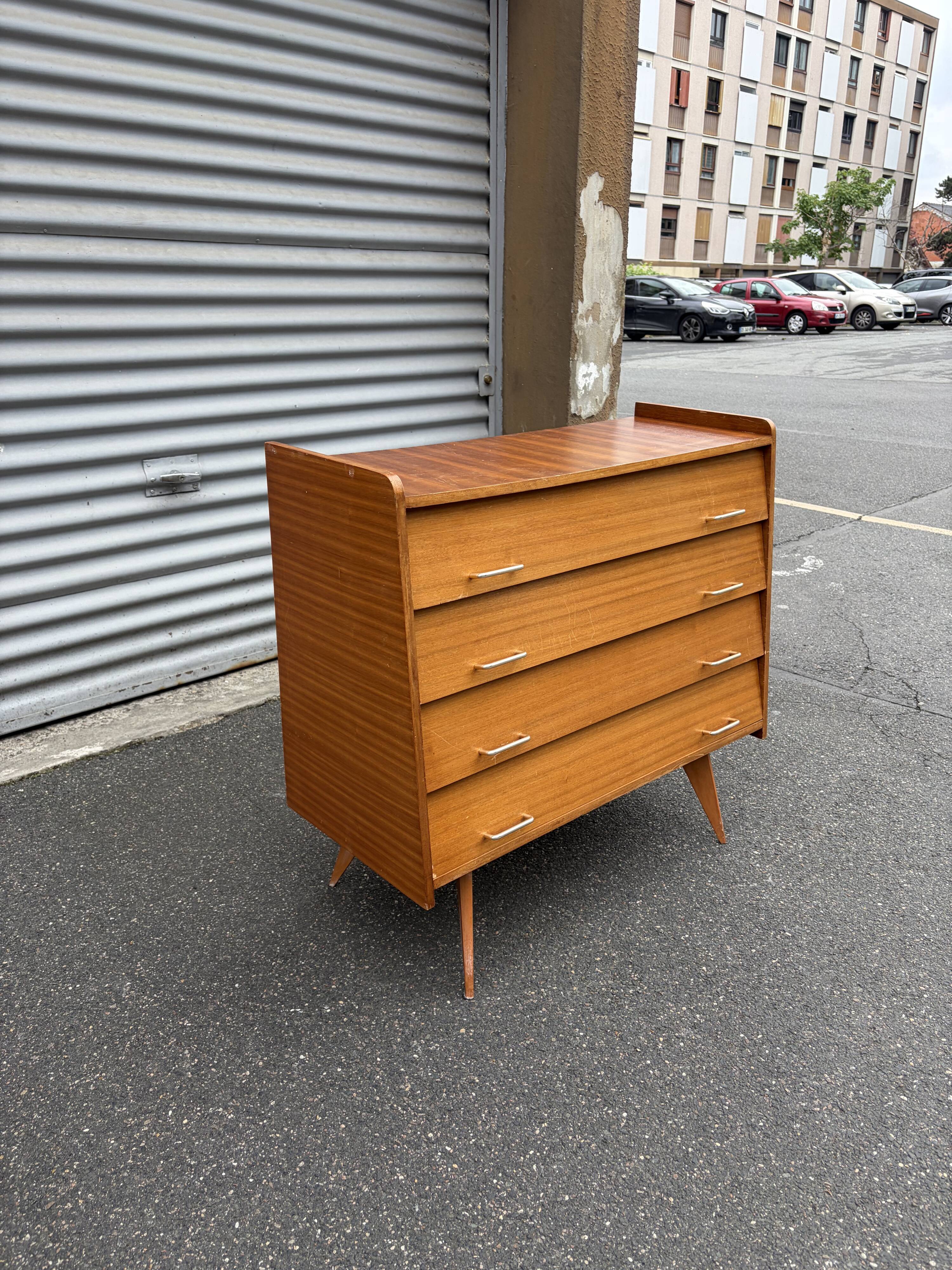 Vintage chest of drawers 1960s | scandinavian design | compass legs | 4 drawers