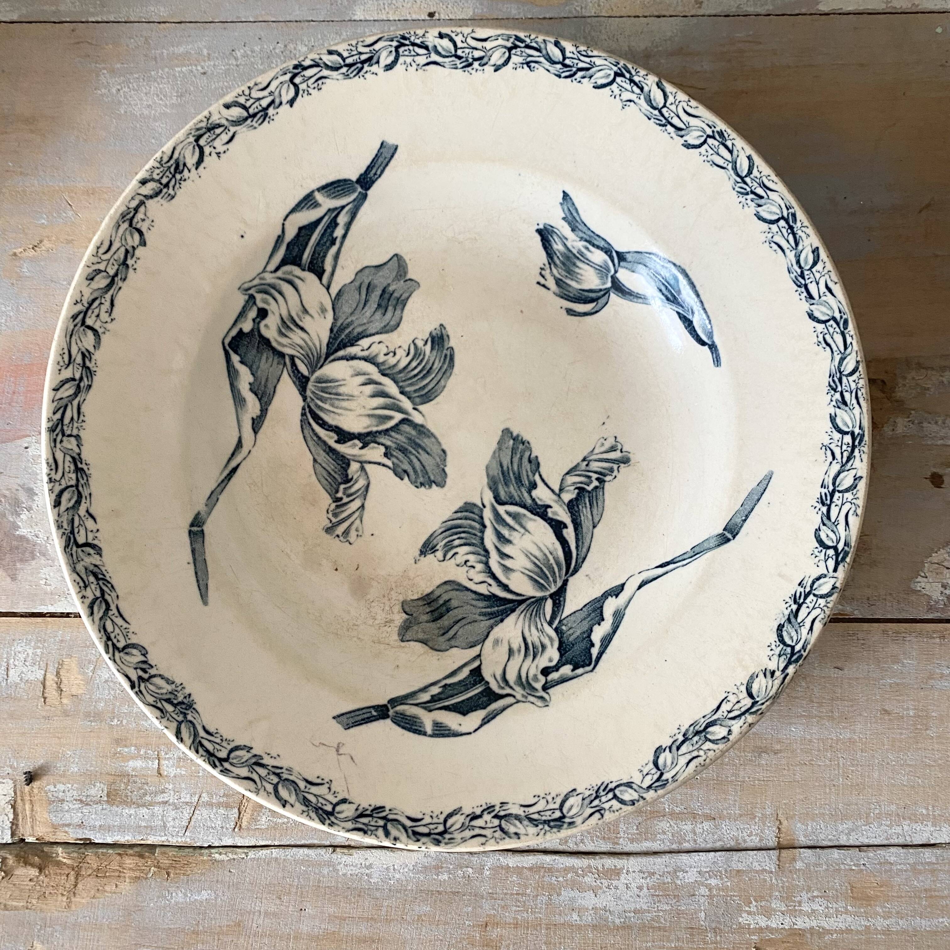Luneville Tulips ironstone soup plates