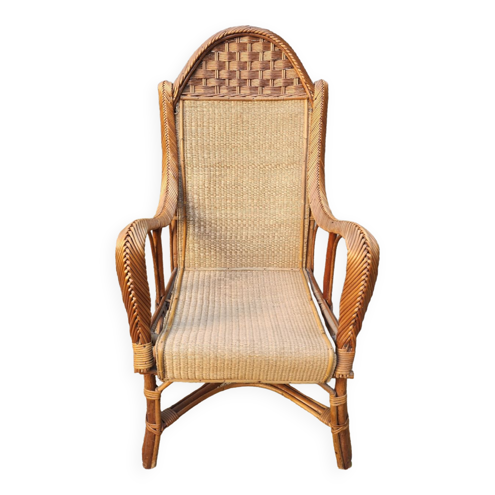Fauteil rotin vintage
