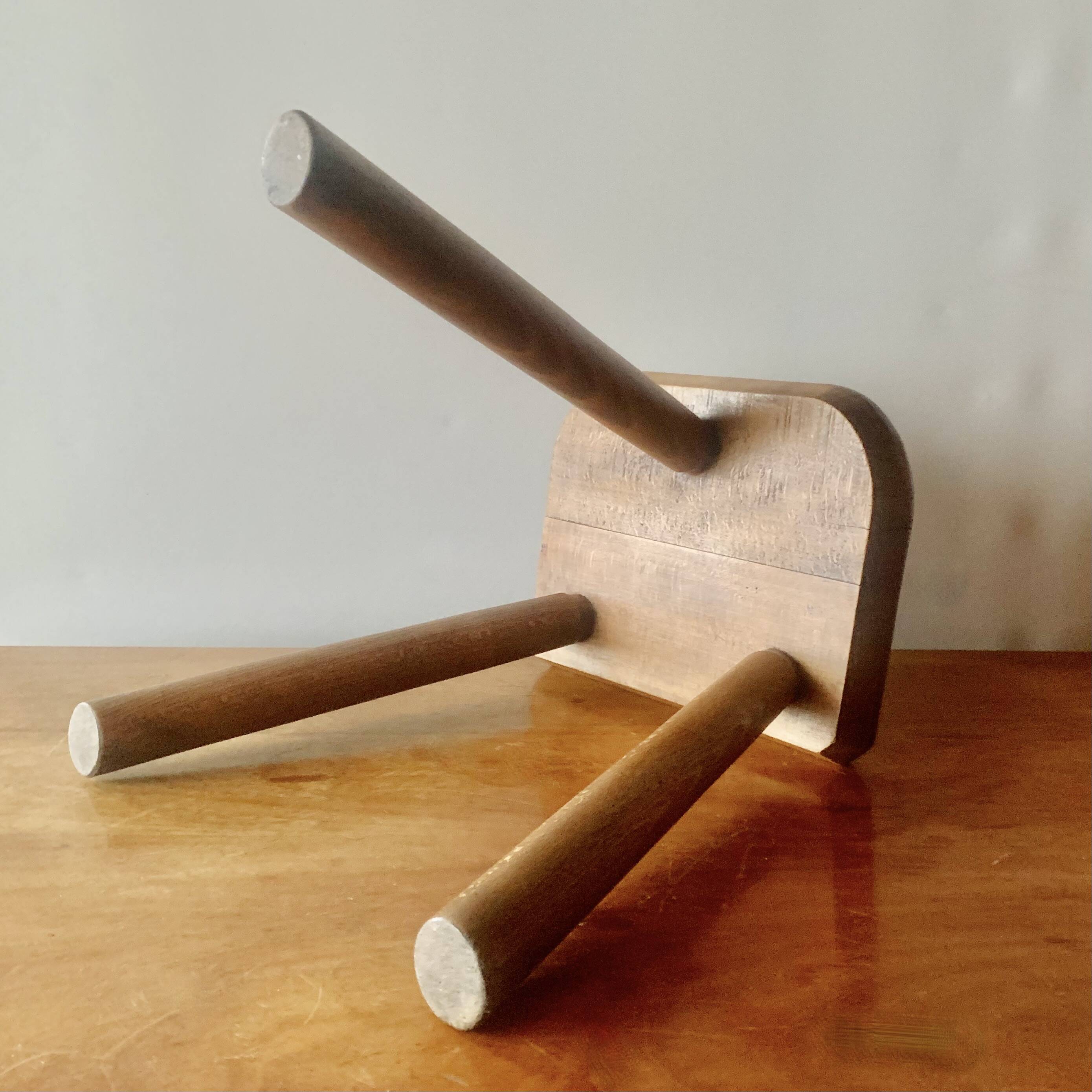 Antique wooden tripod farm stool