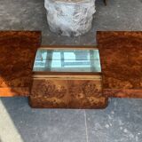 Elegant coffee table in elm burl, 1970
