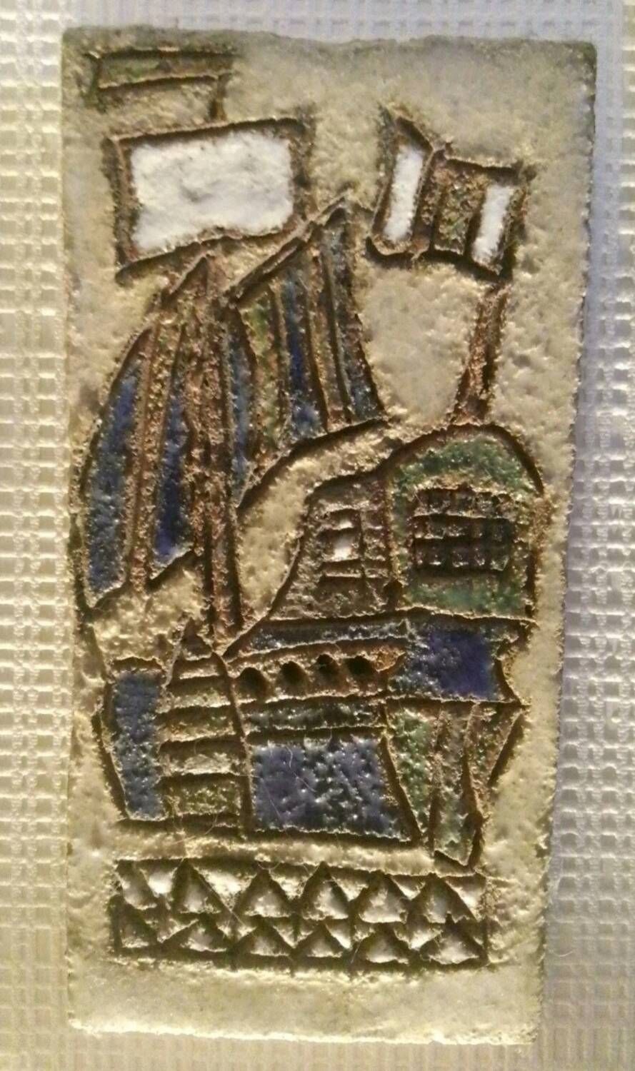 Rare enamelled ceramic wall plaque The Argonauts Vallauris-Galion