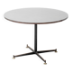 Vintage round table in wood and glass with metal base, 1970s modernist