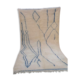 Moroccan Berber carpet Beni Ouarain with blue patterns 200x310cm