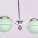 Czech Bauhaus Chandelier in Chrome-Plated Steel and Opaline Glass, 1930s