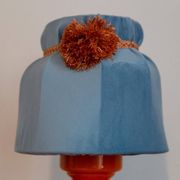 Orange and blue ceramic table lamp with velvet, Italy, 1960s