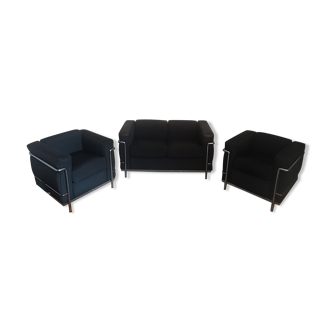 Armchairs LC2 and sofa LC3 by Le Corbusier for Cassina