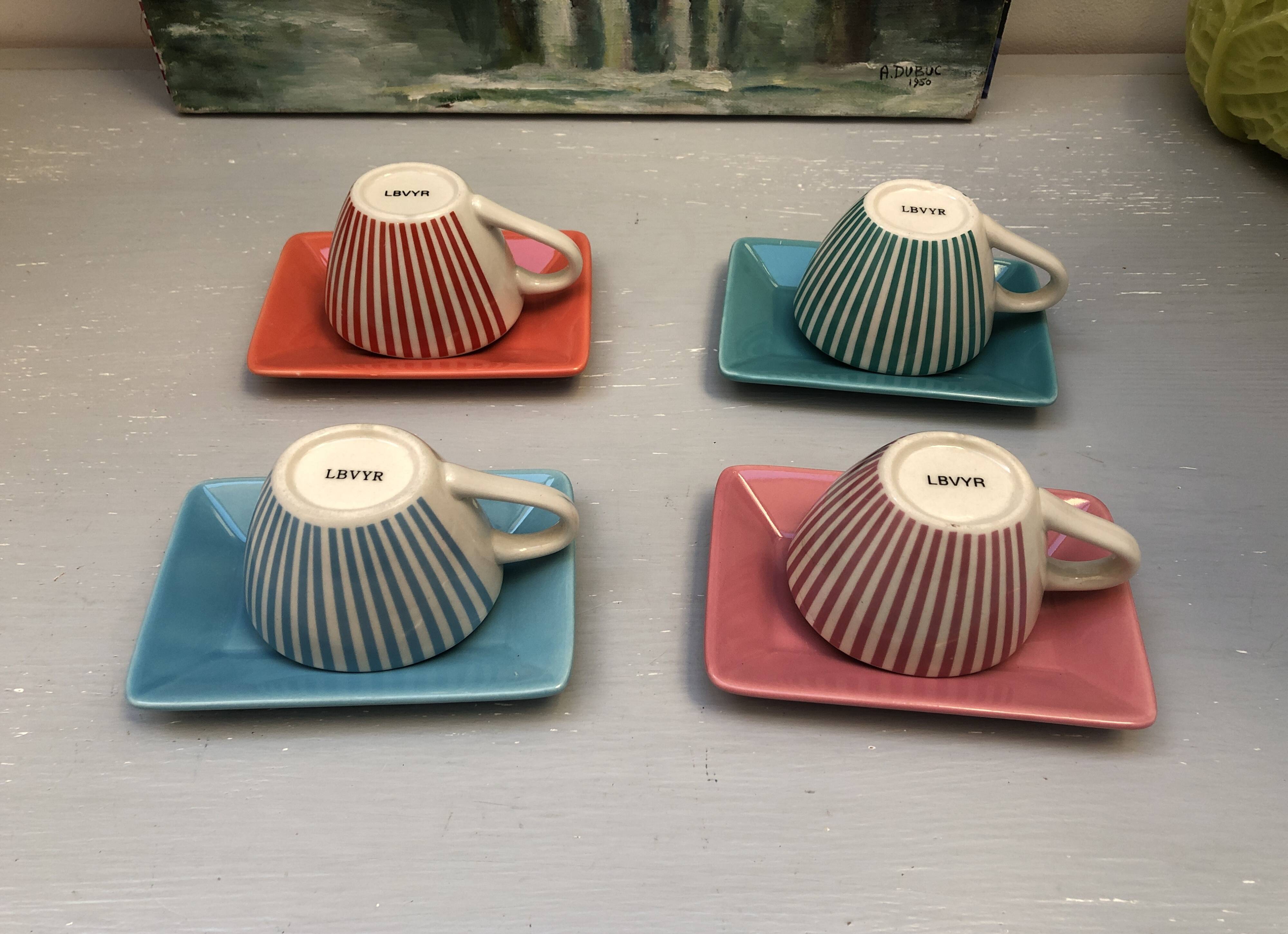 4 vintage ceramic coffee mugs edited by lbvyr circa