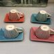 4 vintage ceramic coffee mugs edited by lbvyr circa