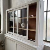 Library showcase ivory white sliding doors
