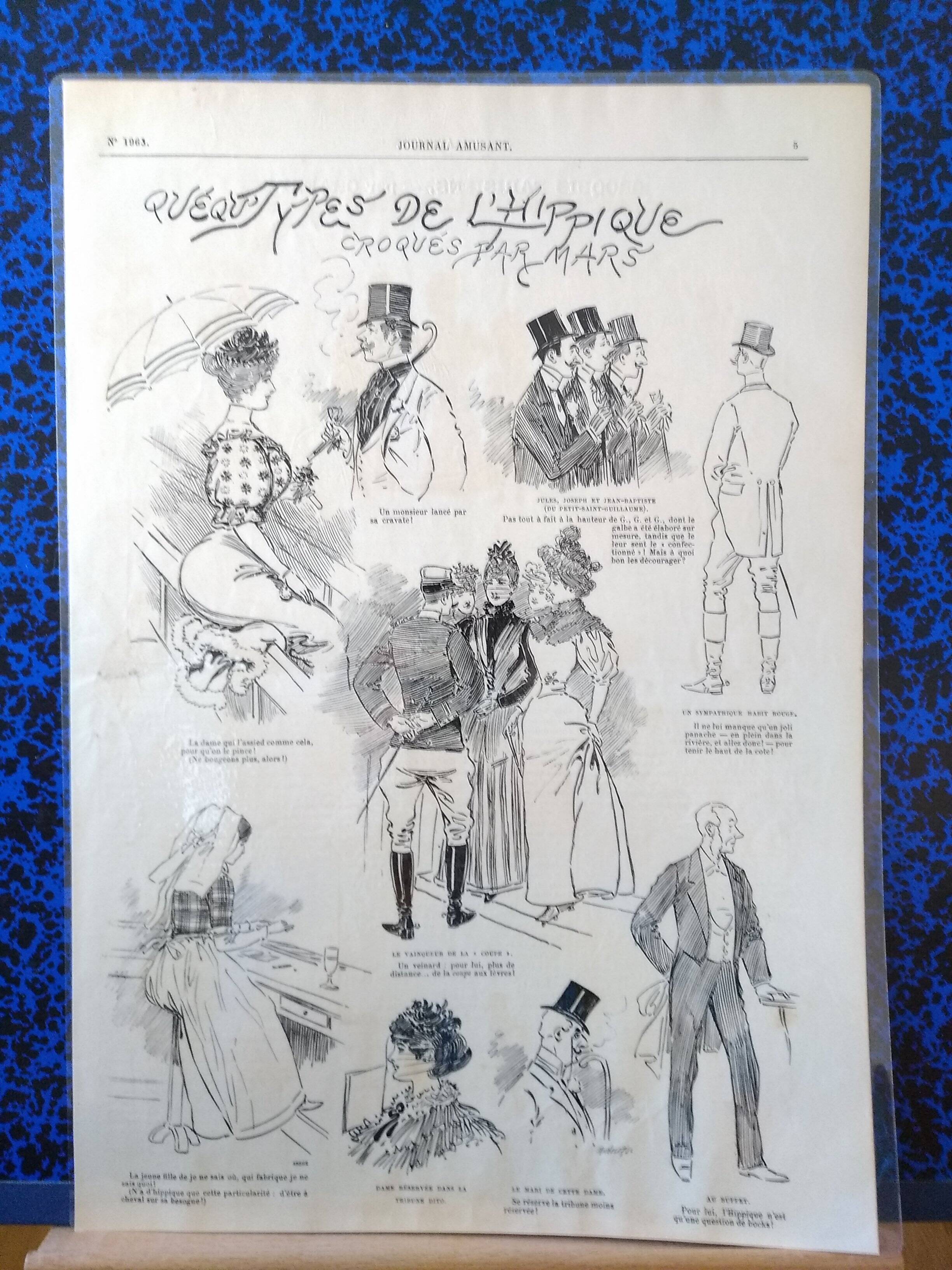 A drawing a sketch by illustrator Mars from period magazine Journal Amusant from the 1890s