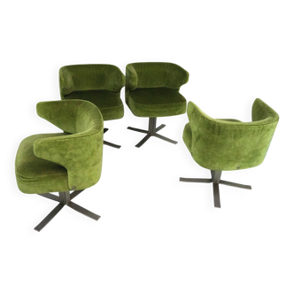 Set of four green Gianni Moscatelli Swivel Poney Chairs for Formanova, 70s