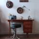 vintage desk with wooden storage drawers