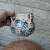 Old vase or pot with handles turquoise pattern Akteja