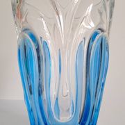 Large two-tone pressed glass vase in the Art Deco style (Walther Glas, Germany, late 20th century)