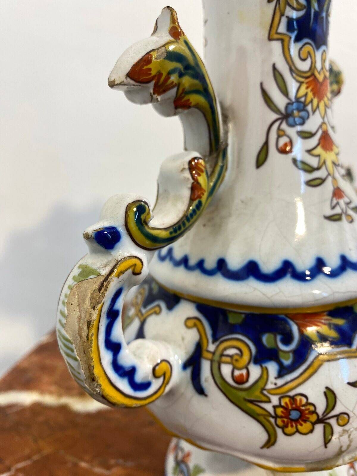 Faience vase from Desvres, Les Sables d'Olonne, late 19th century.