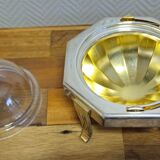 Art Deco caviar bowl in silver-plated metal and glass – 1930s