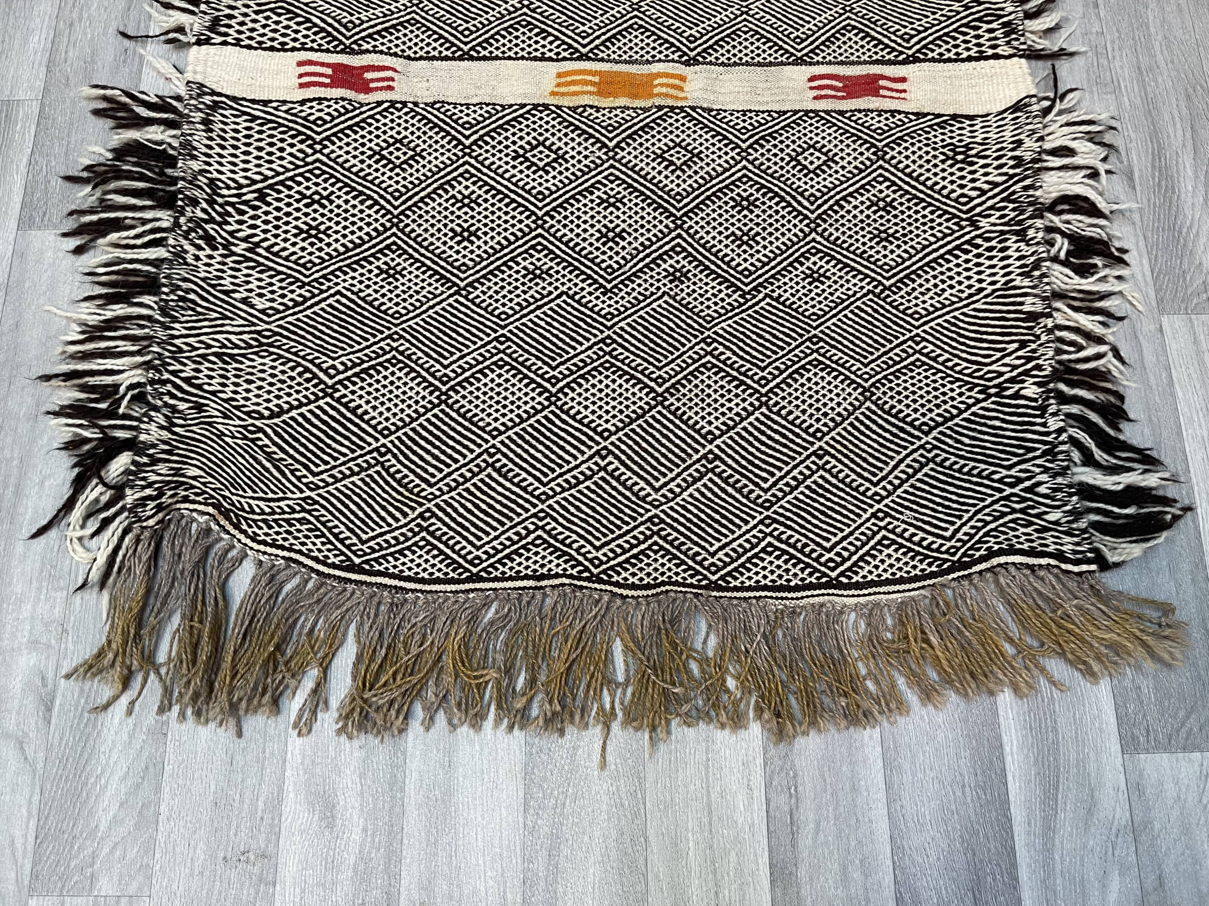 Small and famous Berber Zanafi rug, Taznakht handwoven, wool rug