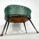 Vintage Italian green leatherette pouf with brass feet from 50s