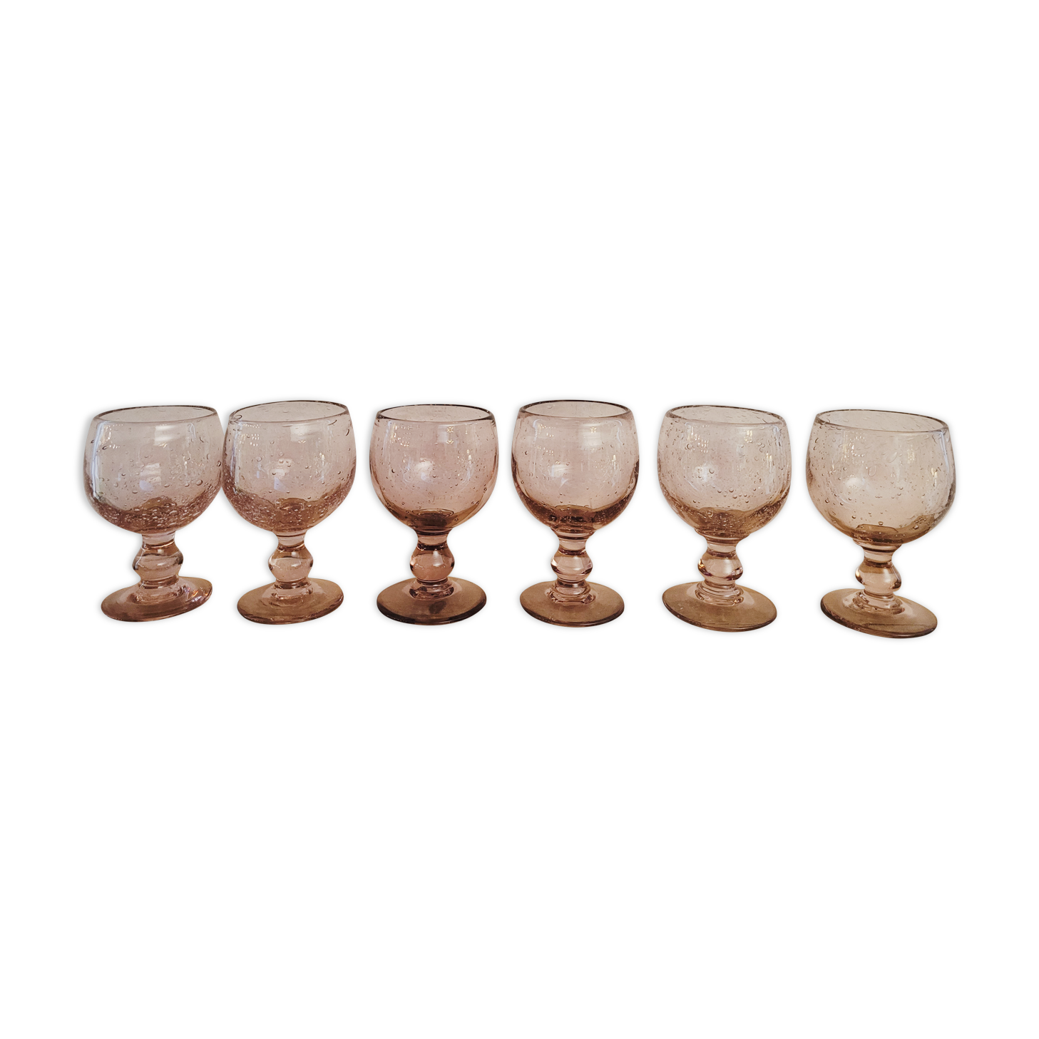 6 bubble blown glasses 70's