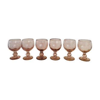 6 bubble blown glasses 70's