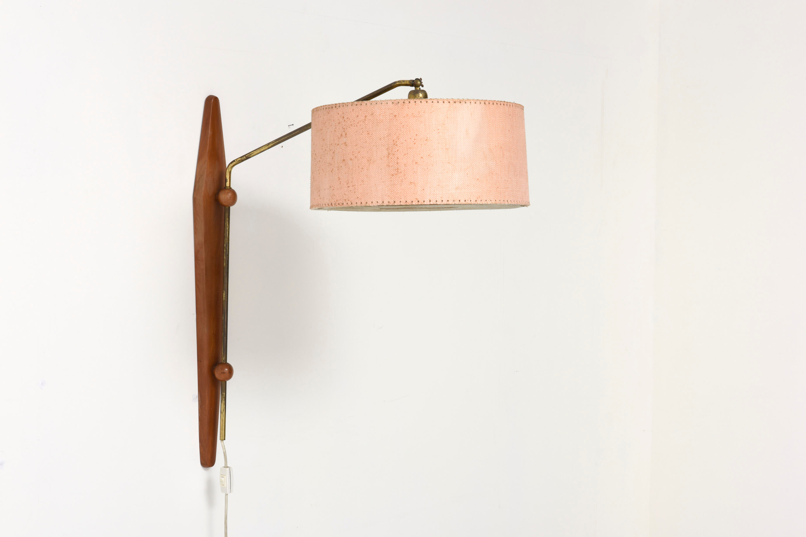 Mid-Century Danish Adjustable Teak and Brass Wall Lamp, 1958