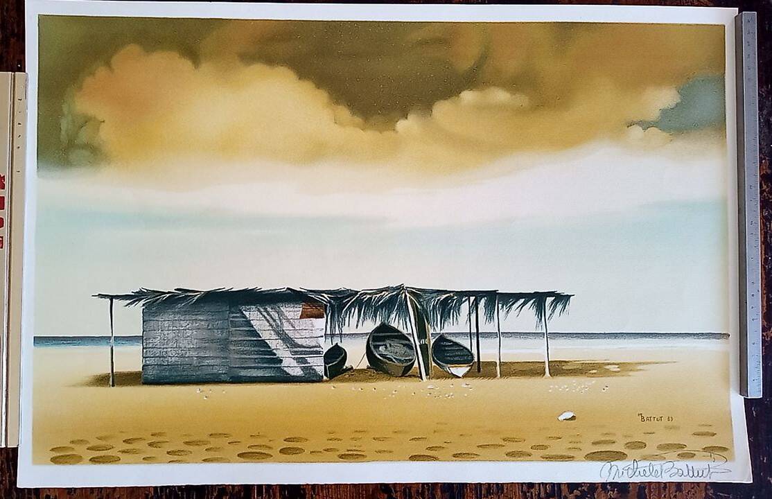 Michèle Battut (1946) - Art print - signed - 37 x 58 cm - boat on the beach