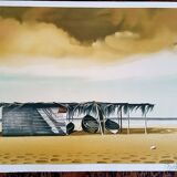 Michèle Battut (1946) - Art print - signed - 37 x 58 cm - boat on the beach