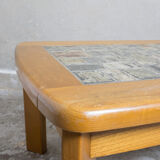 Solid elm stone tray coffee table