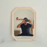 Vintage octagonal white lacquered mirror