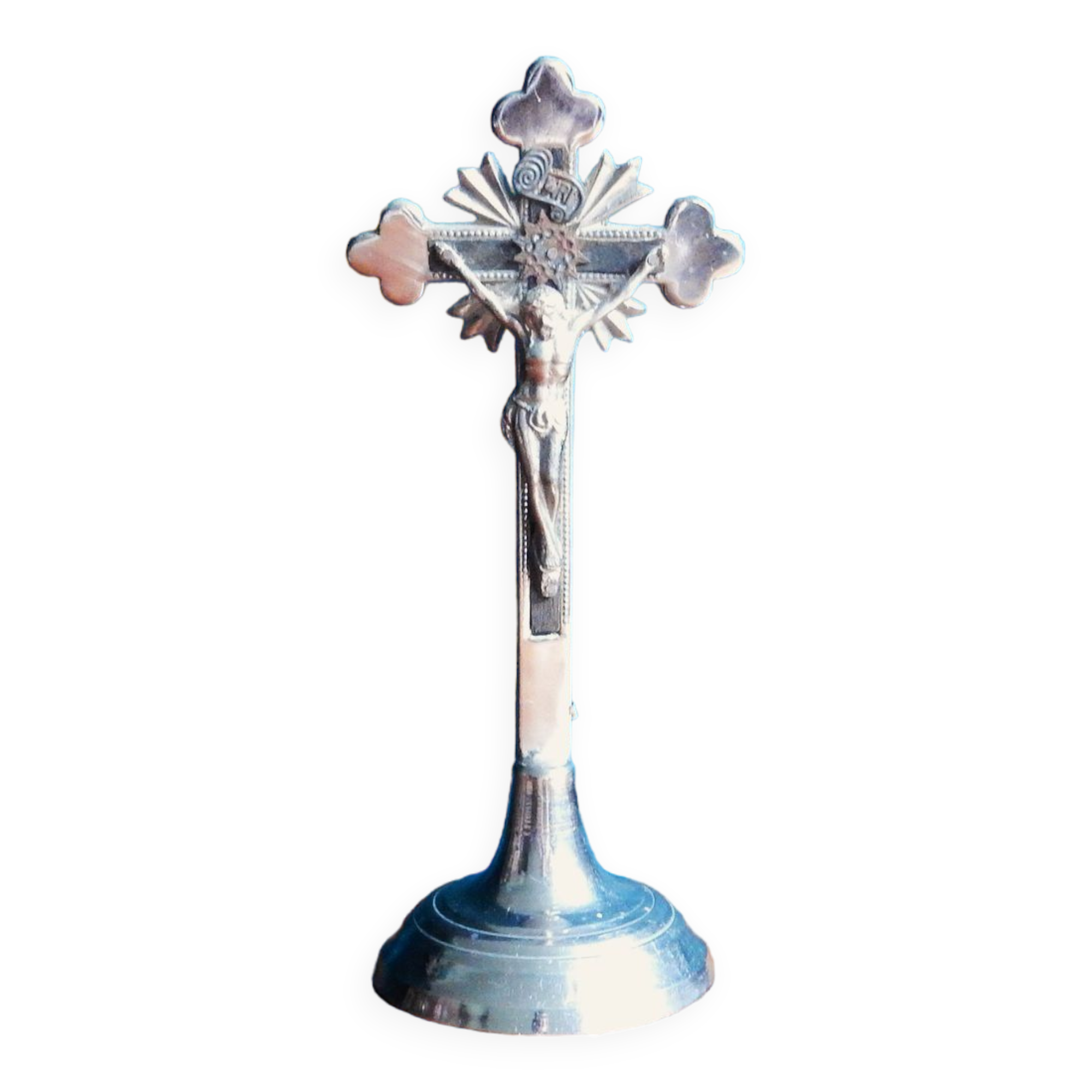 Metal table altar crucifix