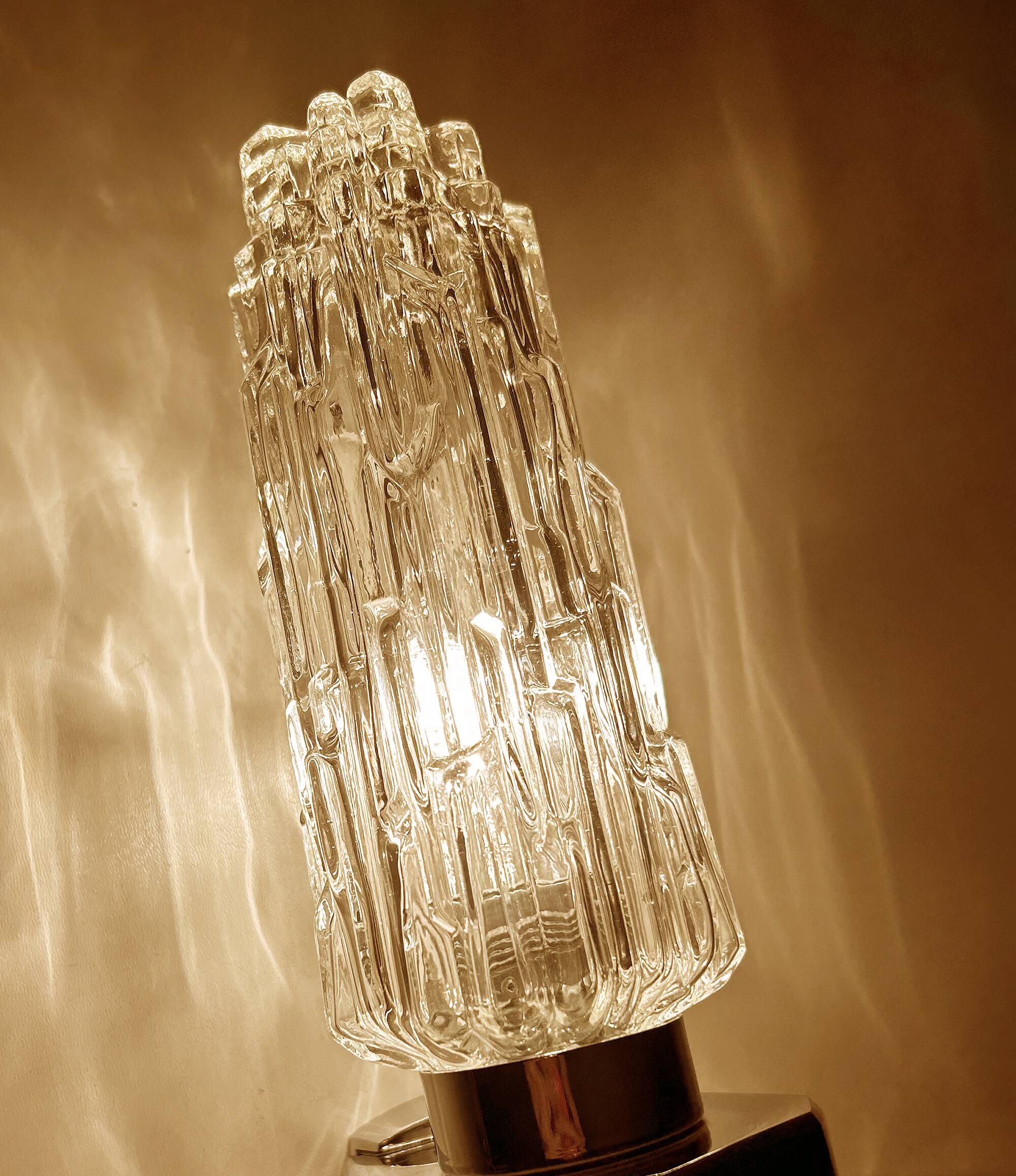 Pair of large vintage chrome glass wall lights